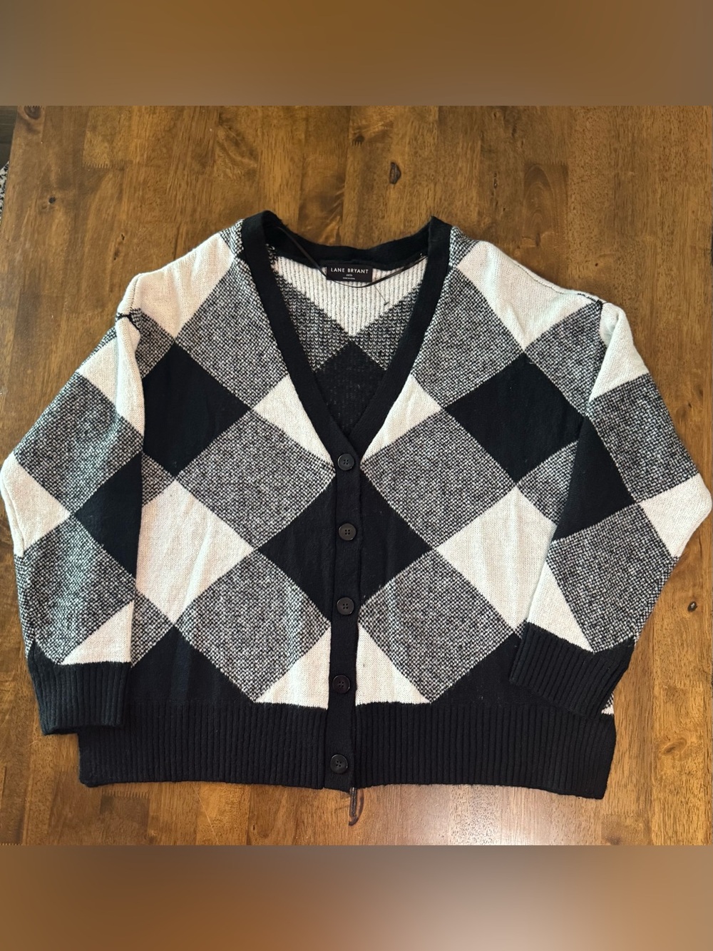 Lane Bryant Women’s Black and White Plaid Cardigan (18/20)